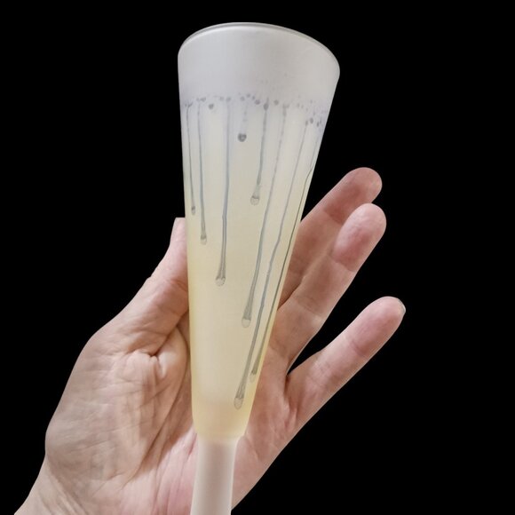 Vintage Hebro  Art Nouveau Drip Glaze Frosted Wine Glasses – Two Pieces - Picture 11 of 12